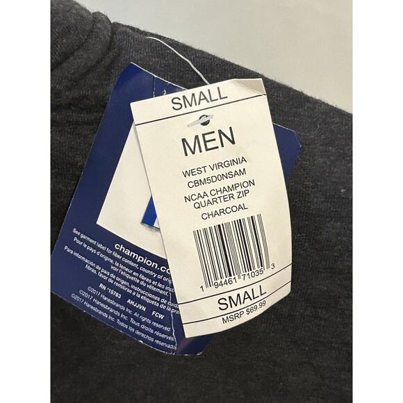 NWT Champion WVU Quilted 1/4 Zip Charcoal Jacket Men's size S - Picture 5 of 6